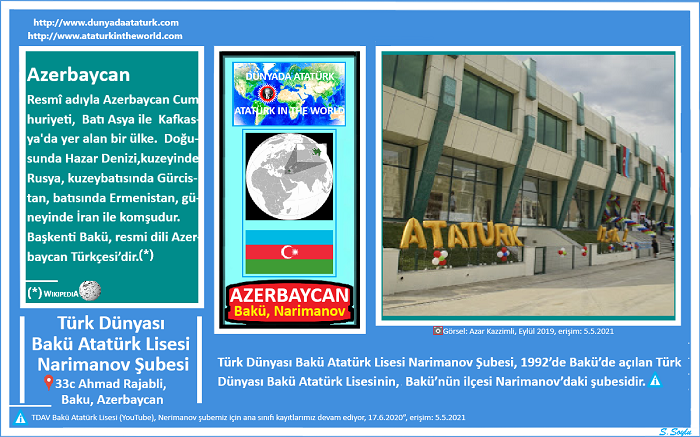 Dünyada Atatürk: Azerbaycan-Bakü Türk Dünyası Bakü Atatürk Lisesi Narimanov Şubesi