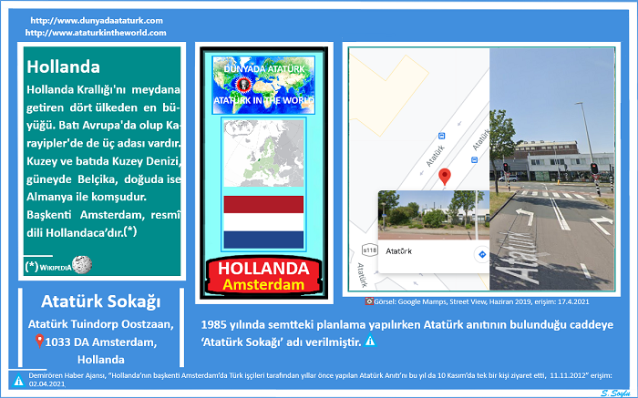 Dünyada Atatürk: Hollanda-Amsterdam Atatürk Sokağı