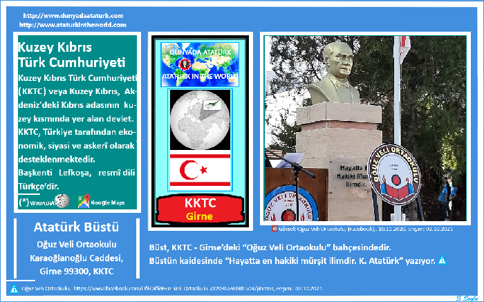 Dünyada Atatürk: KKTC-Girne, Oğuz Veli Ortaokulu Atatürk Büstü